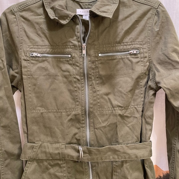 NWOT Topshop olive green full length jumpsuit romper - Picture 3 of 3